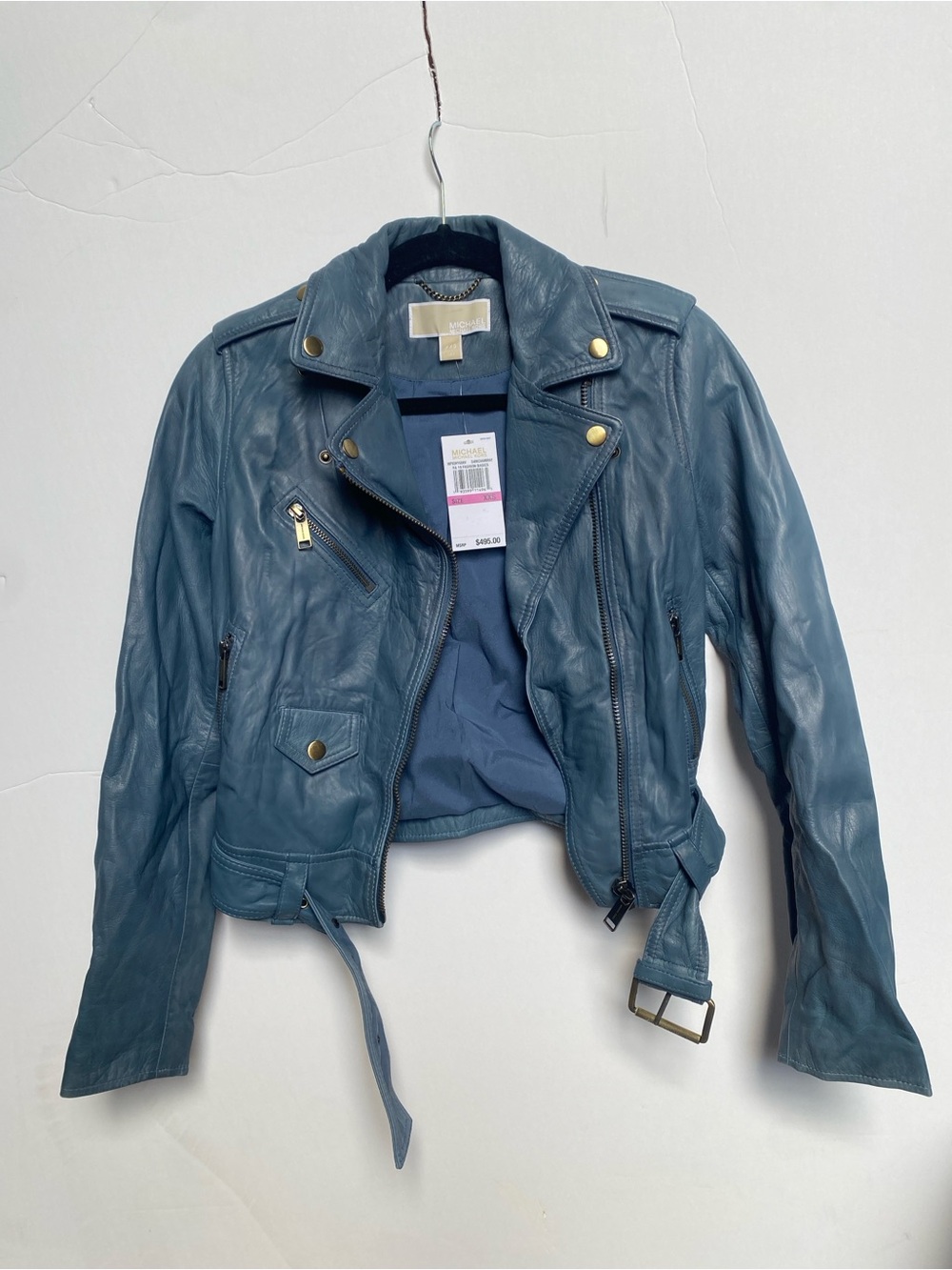 MICHAEL Michael Kors Real Lamb’s Leather Moto Jacket XXS